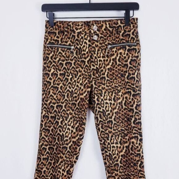Zara Leopard Animal Print Stretch Ankle Skinny Jean Trousers sz‎ 2 - Picture 7 of 13